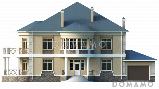 Проект двухэтажного жилого дома, запроектированного в современном стиле / Фасад 1