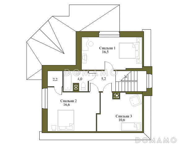 Проект просторного коттеджа из газобетона с террасой / План мансардного этажа