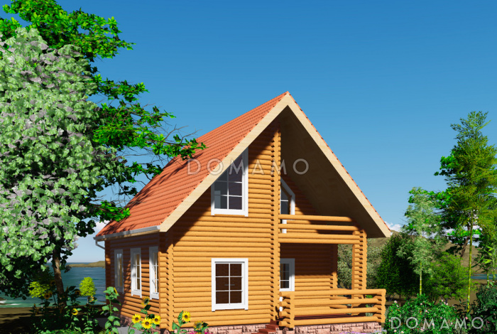 Проект одноэтажного дома из бруса с мансардным этажом