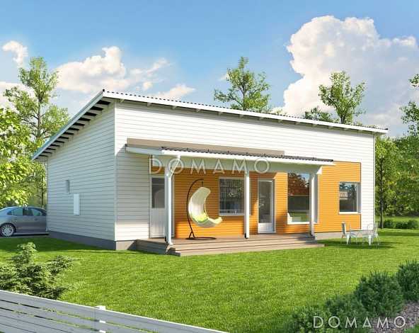 Проект одноэтажного каркасного дома с односкатной крышей