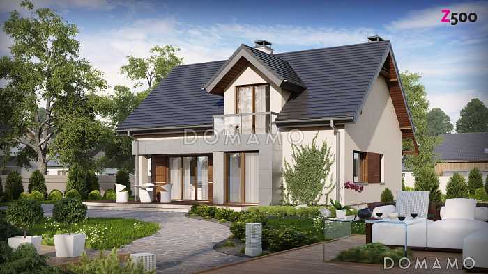 Проект классического мансардного дома из кирпича с современными элементами архитектуры