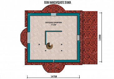 Проект дома с мансардой и гаражом на два авто / План мансардного этажа