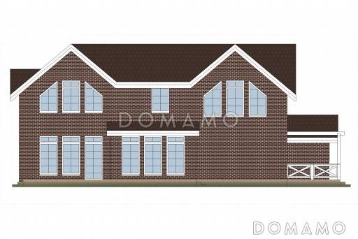 Проект кирпичного дома с открытой террасой / Фасад 4