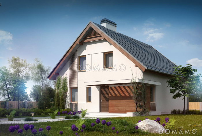 Проект загородного дома с кладовой, балконом, тремя светлыми спальнями в мансарде