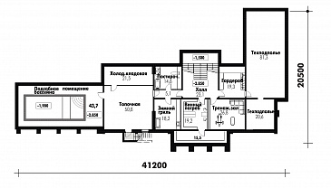 Большой дом в классическом стиле / План цокольного этажа