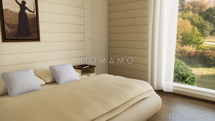 Проект каркасной сауны с угловой открытой террасой