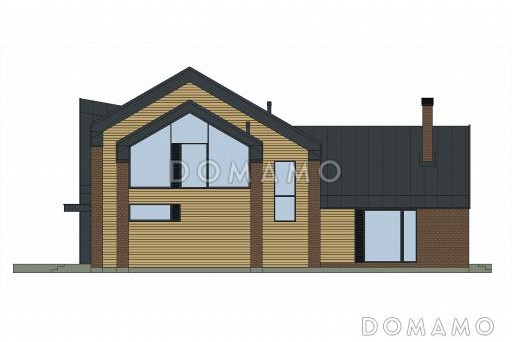 Проект дома из газобетона с мастер-спальней, СПА зоной, крытой террасой и автонавесом / Фасад 1