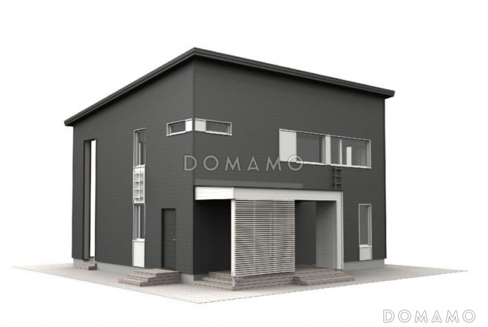 Проект двухэтажного каркасного дома с косой крышей