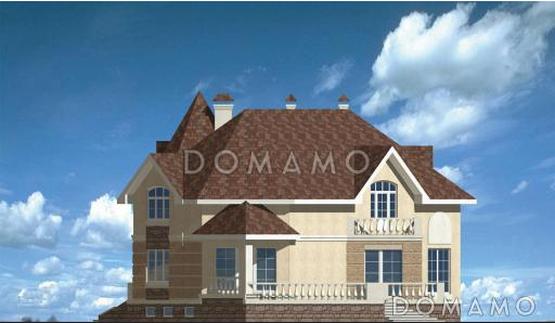 Проект большого дома с оригинальной формой / Фасад 2