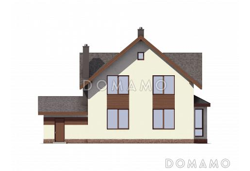 Проект дома из пенобетона с гаражом для одного автомобиля / Фасад 3