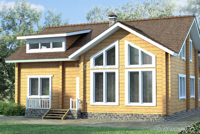 Проект деревянного дома с просторными кладовыми на цокольном этаже