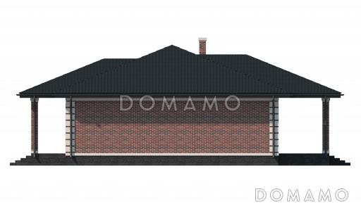 Проект загородного дома с террасами, просторной кухней-столовой без перегородки с холлом / Фасад 4