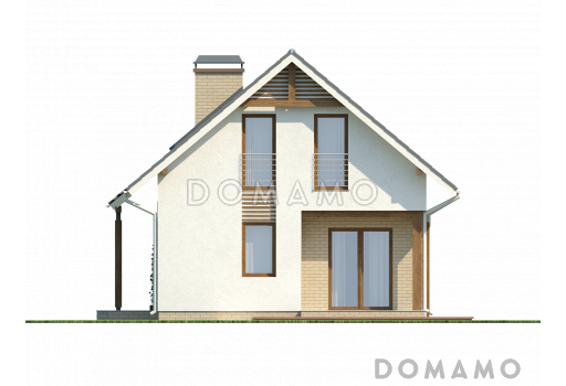Проект небольшого мансардного дома из газобетона с четырьмя спальнями / Фасад 2