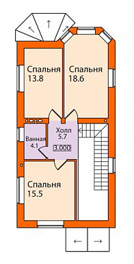 Проект дома из пенобетона для узкого участка / План 2 этажа