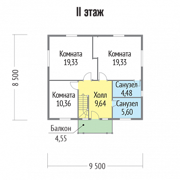Проект  дома с многоскатной крышей / План 2 этажа