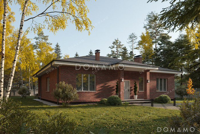 Проект одноэтажного дома с крыльцом и террасой