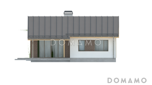 Проект компактного одноэтажного дома небольшой площади из газобетона с двумя спальнями  / Фасад 4