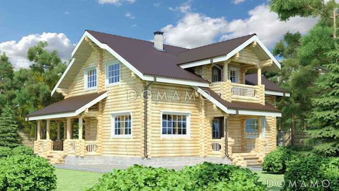 Проект дома  с 4 спальными комнатами, санузлом и небольшим балконом на мансардном этаже