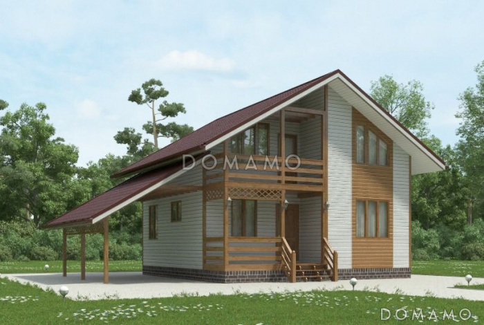 Проект каркасного дома строгого современного стиля