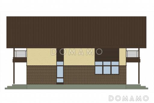 Проект дома из газобетона с мастер-спальней, сауной и большой гостиной / Фасад 2