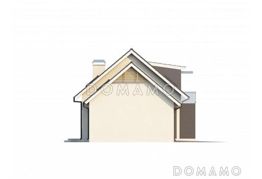 Проект одноэтажного мансардного дома из газобетона с гаражом, для двух семей на разных уровнях  / Фасад 3