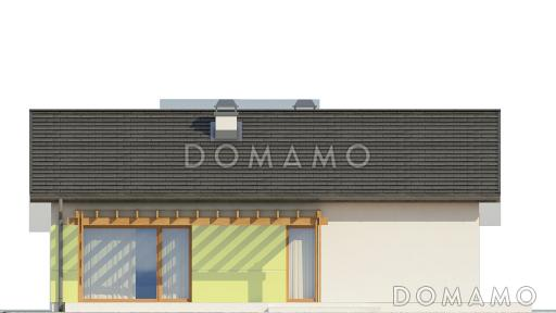 Проект компактного одноэтажного дома из кирпича с современными элементами экстерьера / Фасад 1