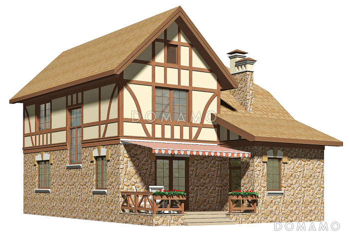 Проект двухэтажного дома из газобетона в стиле фахверк