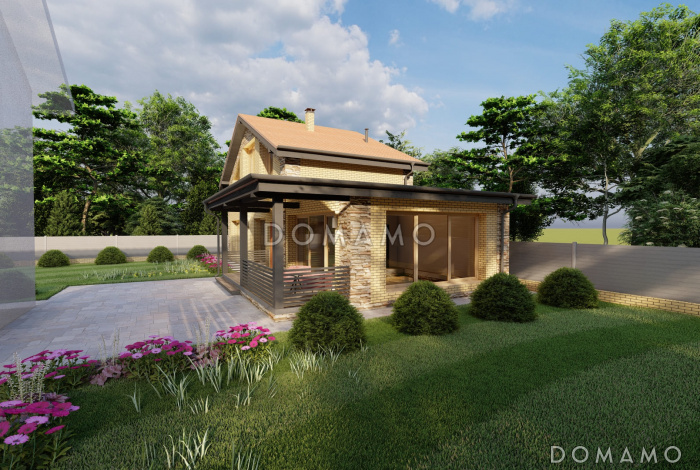 Проект бани с бассейном и двумя комнатами на мансарде