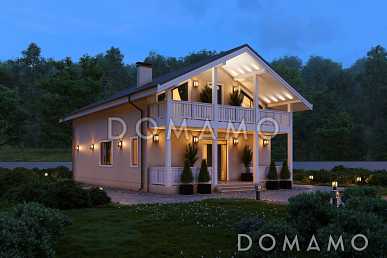 Проект дома со спа-зоной, одной спальней, бильярдной и широким балконом на мансарде