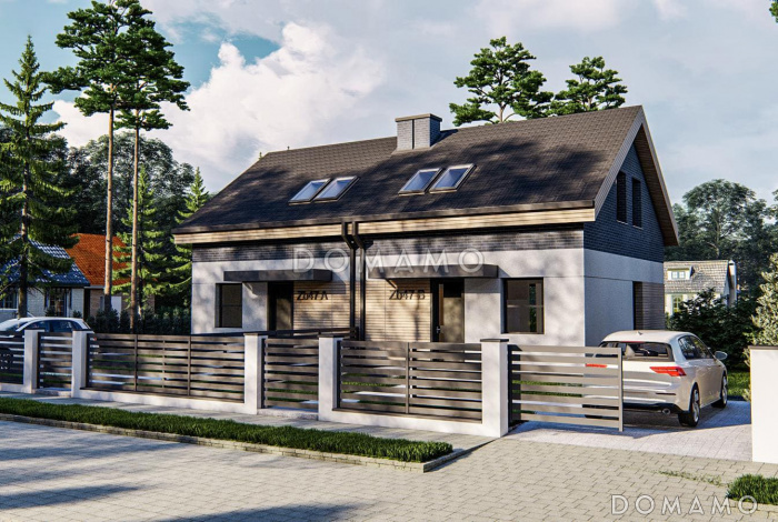 Проект двухсемейного дома из кирпича с 3 спальнями на мансарде