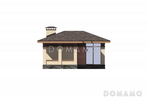 Проект бани со спортивным залом в цокольном этаже, бассейном, душевой, парной и комнатой отдыха / Фасад 2