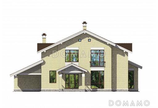 Проект кирпичного дома с площадкой для машины / Фасад 2