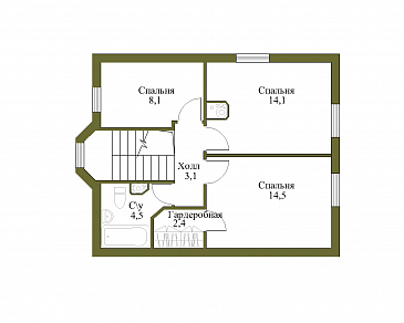 Проект лаконичного коттеджа / План мансардного этажа