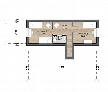 M-123 одноэтажный с мансардой дом / План мансардного этажа