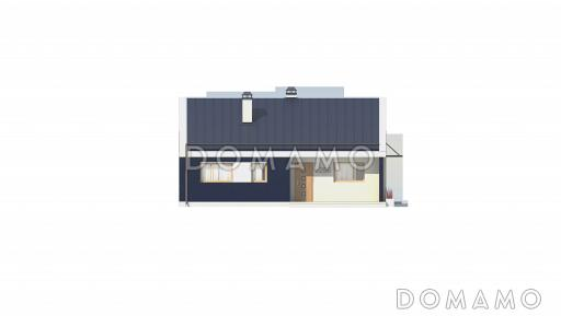 Проект одноэтажного дома из кирпича с оригинальной открытой террасой / Фасад 2