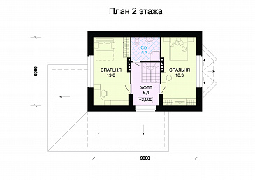 Проект кирпичного дома с верандой / План мансардного этажа