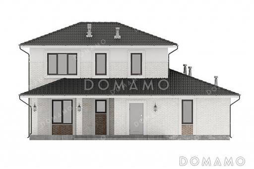 Проект дома с гаражом на две машины, сауной и тремя спальнями / Фасад 1