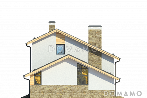 Частный загородный дом с террасой на первом и мансардном этаже, двумя спальнями на мансардном этаже с хозяйской ванной / Фасад 3