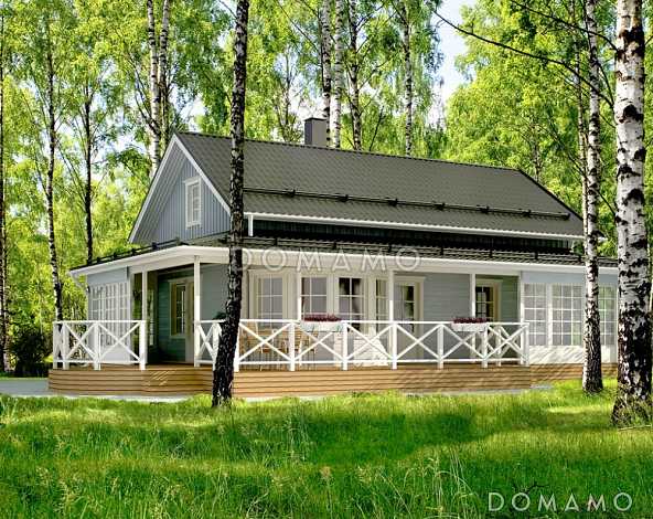 Проект каркасной сауны с полукруглым эркером