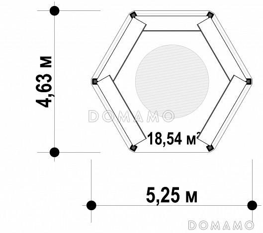 Проект каркасной беседки в форме шестиугольника / План 1 этажа