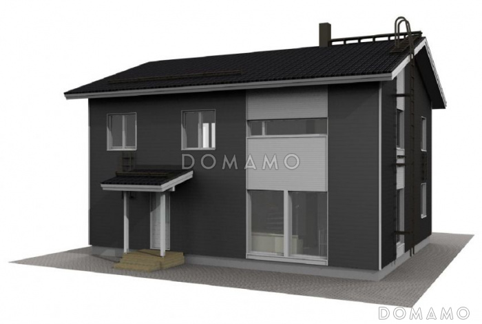 Проект двухэтажного дома с пятью комнатами на втором этаже