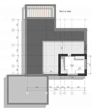 Проект большого дома с навесом для автомобилей, 2 спальнями и кабинетом на втором уровне / План 2 этажа