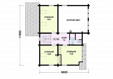 Проект деревянного дома с просторными кладовыми на цокольном этаже / План мансардного этажа