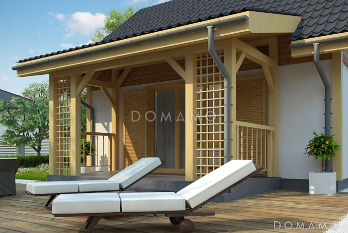 Проект небольшого уютного одноэтажного гостевого дома из кирпича