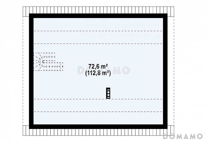 Проект простого уютного одноэтажного дома из газобетона с двумя спальнями и возможностью обустройства мансарды / План мансардного этажа