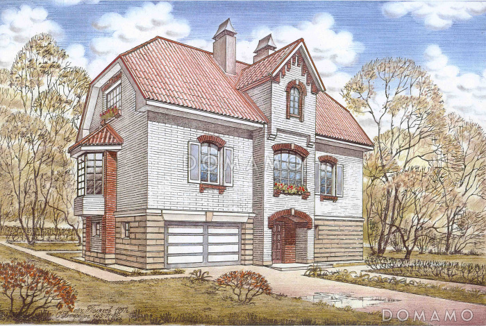 Проект просторного коттеджа с гаражом и сауной