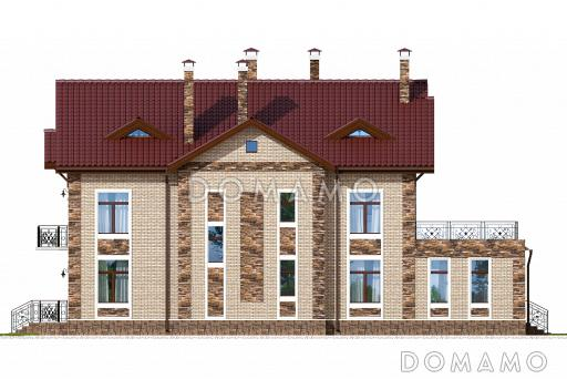 Проект дома из пеноблоков с бильярдной и небольшой сауной / Фасад 2