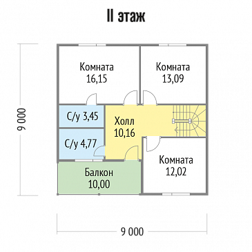 Проект каркасного дома с удобной планировкой и большим балконом / План мансардного этажа