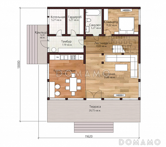 ФАХВЕРК 250 / План 1 этажа