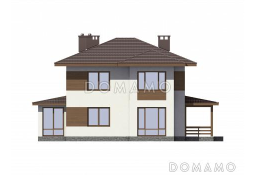 Проект дома из газобетона со светлой верандой / Фасад 2